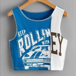 Shein plus size letter & car print tank top